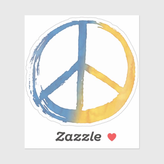PEACE Symbol Sign Blue Yellow Ukraine anti-war Sticker (Sheet)