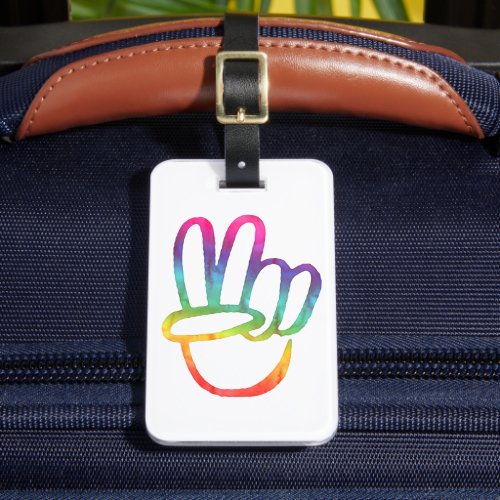PEACE Symbol sign Hippie Tie_Dye 60s Love V Hand Luggage Tag
