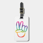 Peace Symbol Sign Hippie Tie-dye 60s Love V Hand Luggage Tag at Zazzle
