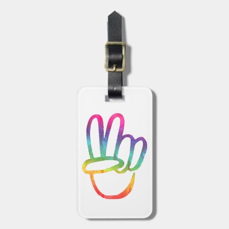 Peace Symbol Sign Hippie Tie-dye 60s Love V Hand Luggage Tag
