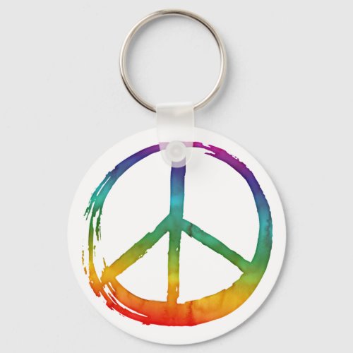 PEACE Symbol sign _ Hippie Tie_Dye Anti_War Love Keychain