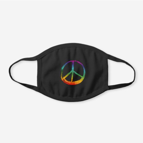 PEACE Symbol sign _ Hippie Watercolor LOVE Neon Black Cotton Face Mask