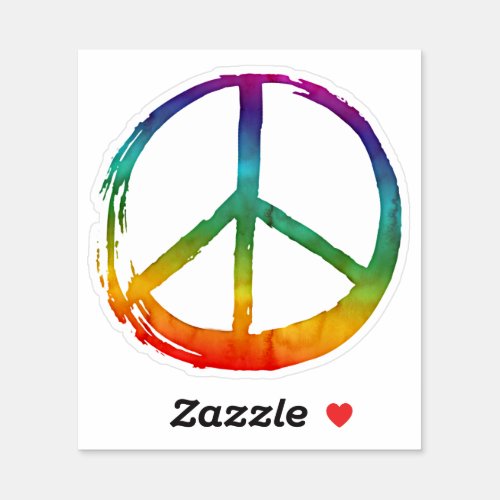 PEACE Symbol sign Hippie Watercolor Tie_dye Brush Sticker