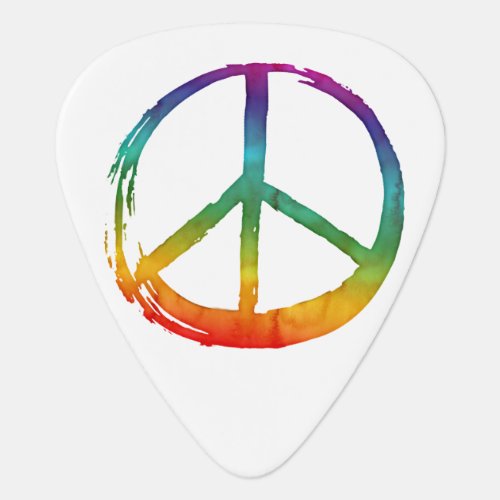 PEACE Symbol sign _ Hippie Watercolor Tie_dye      Guitar Pick