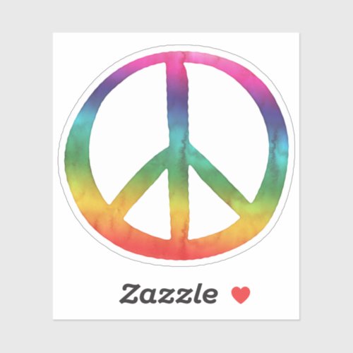 PEACE Symbol sign _ Hippie Watercolor Tie_dye Sticker