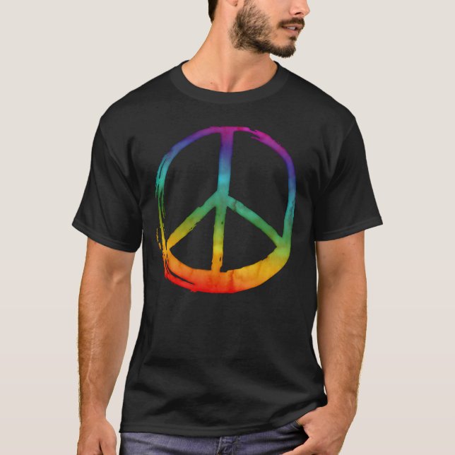 PEACE Symbol sign - No War Hippie Tie-Dye Love T-Shirt (Front)