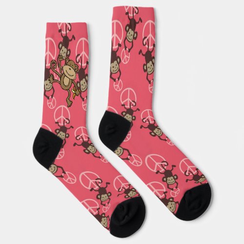 Peace Symbol Silly Monkeys Socks