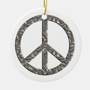 PEACE symbol - SILVER & GOLD Ceramic Ornament