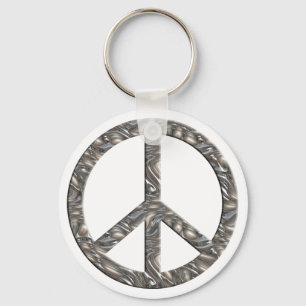 PEACE symbol  - SILVER Keychain