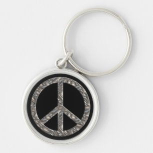 PEACE symbol - SILVER Keychain