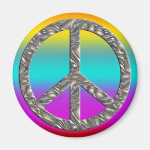 PEACE symbol  - SILVER Magnet