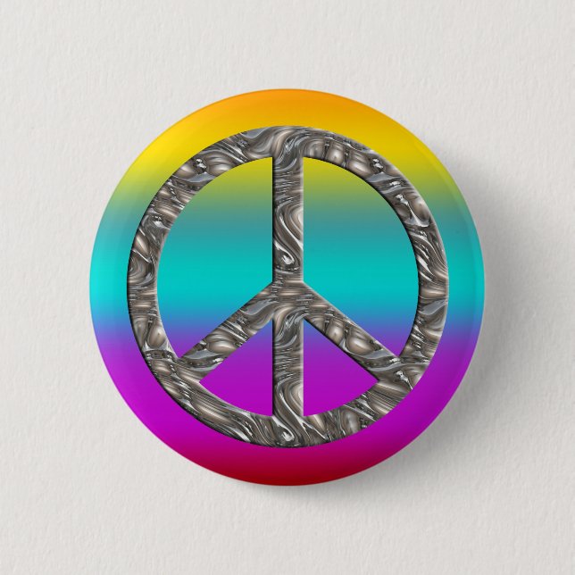 PEACE symbol  - SILVER Pinback Button (Front)