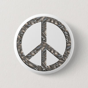 PEACE symbol  - SILVER Pinback Button