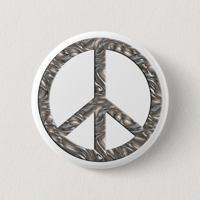 PEACE symbol  - SILVER Pinback Button (Front)