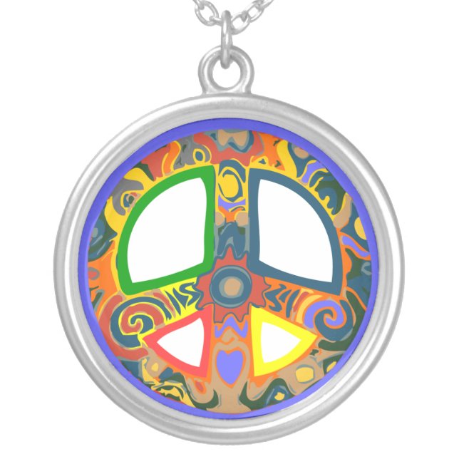 Peace Symbol Silver Plated Necklace (Front)
