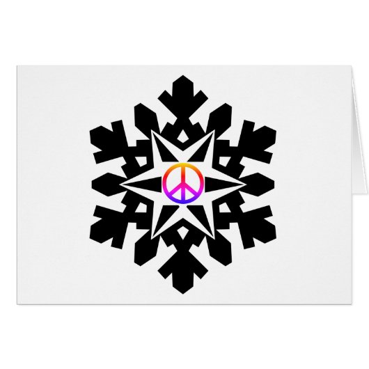 Peace symbol snow-flake Christmas card (Front Horizontal)