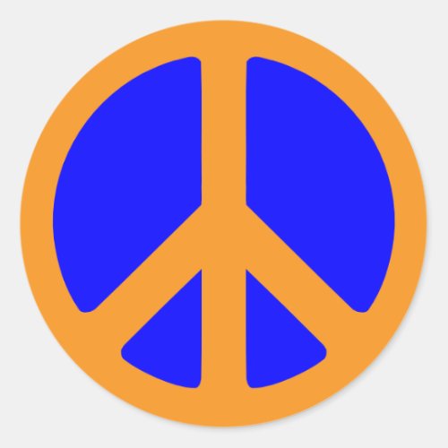 Peace Symbol sticker in blue and gold