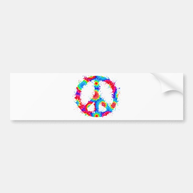 Peace Symbol Tie Dye Ink Bumper Sticker (Front)