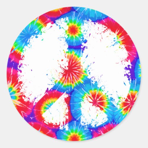 Peace Symbol Tie Dye Ink Classic Round Sticker