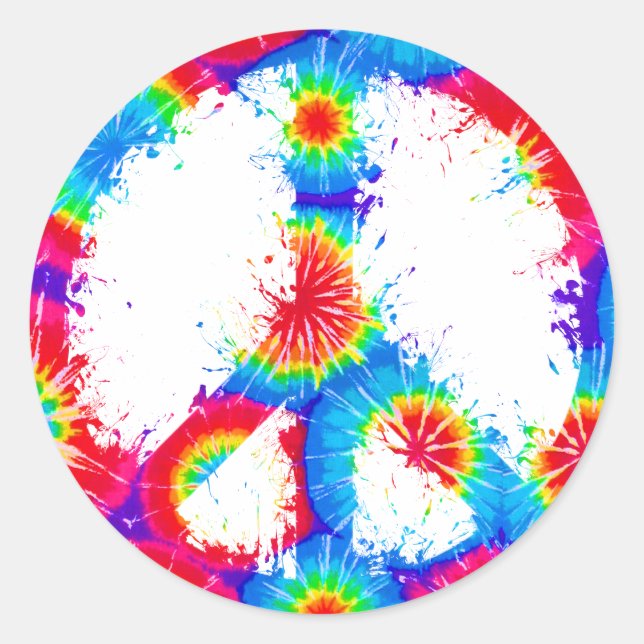 Peace Symbol Tie Dye Ink Classic Round Sticker (Front)