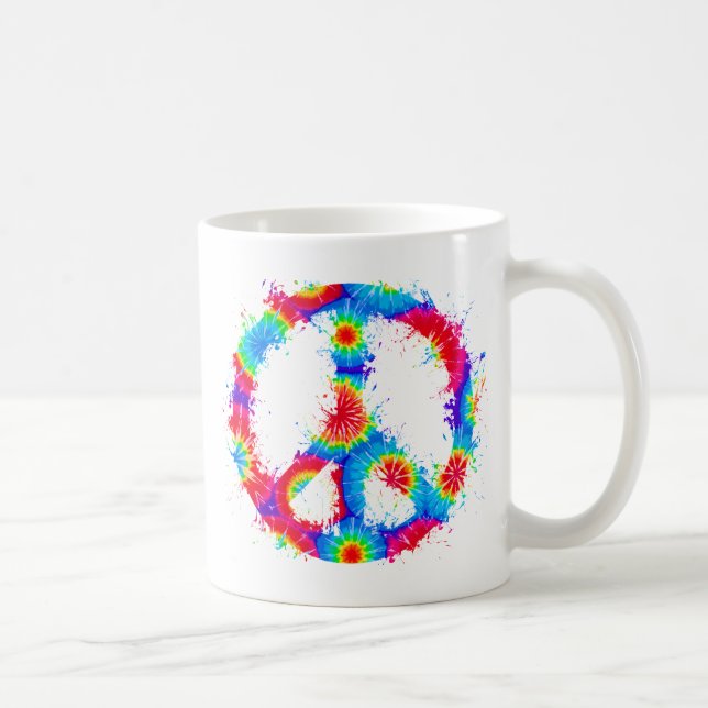 Peace Symbol Tie Dye Ink Coffee Mug (Right)