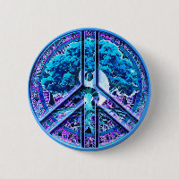 Peace Symbol Tree of Life Yin Yang Button