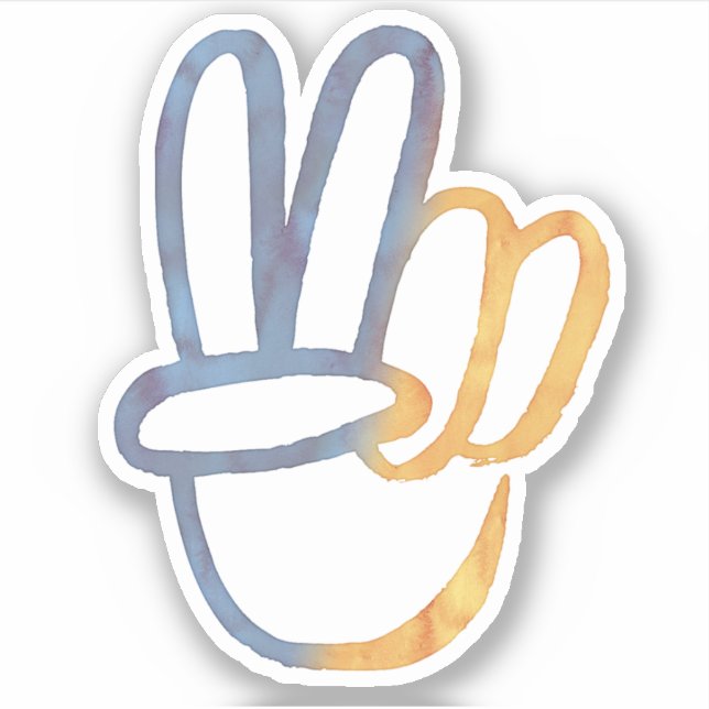 PEACE Symbol V-Sign Freedom Anti-war blue yellow Sticker (Front)
