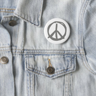Peace Symbol Vintage Sign For Peaceful Hippie Button