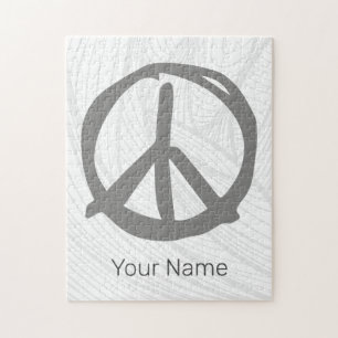 Peace Symbol Vintage Sign For Peaceful Hippie Jigsaw Puzzle