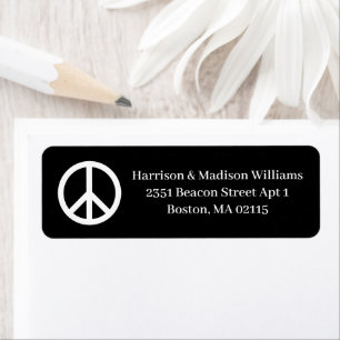 Peace symbol white black elegant custom Address Label