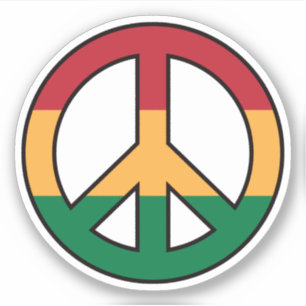 Peace symbol with rasta colors sticker