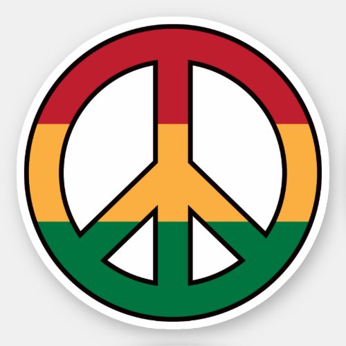 Peace symbol with rasta colors sticker