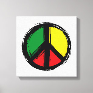 Peace Symbol with reaggae colors Canvas Print