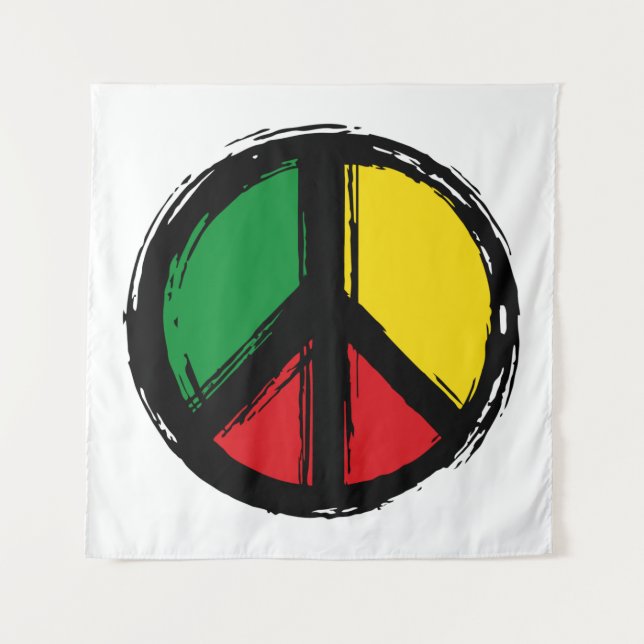 Peace Symbol with reaggae colors Tapestry (Front)