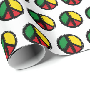 Peace Symbol with reaggae colors Wrapping Paper