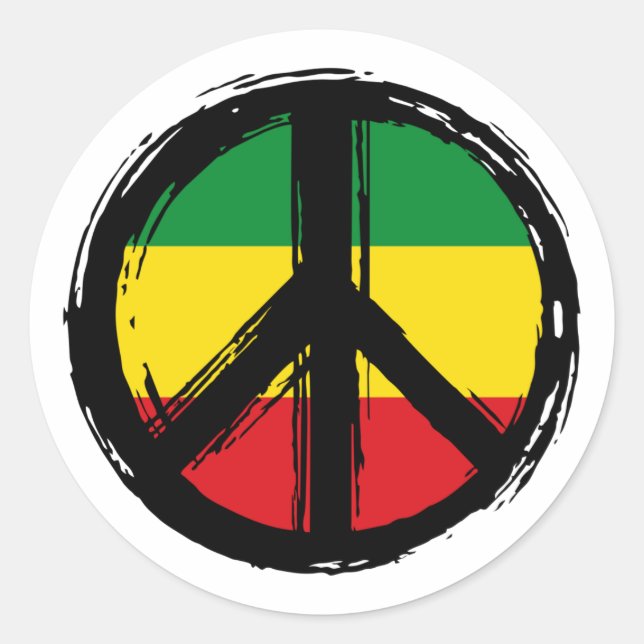 Peace Symbol with reaggae style Classic Round Sticker (Front)
