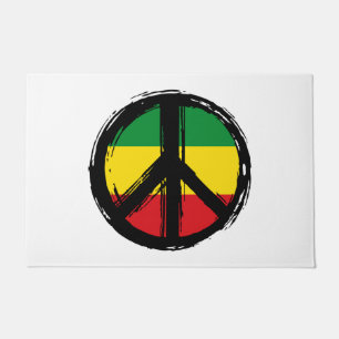 Peace Symbol with reaggae style Doormat