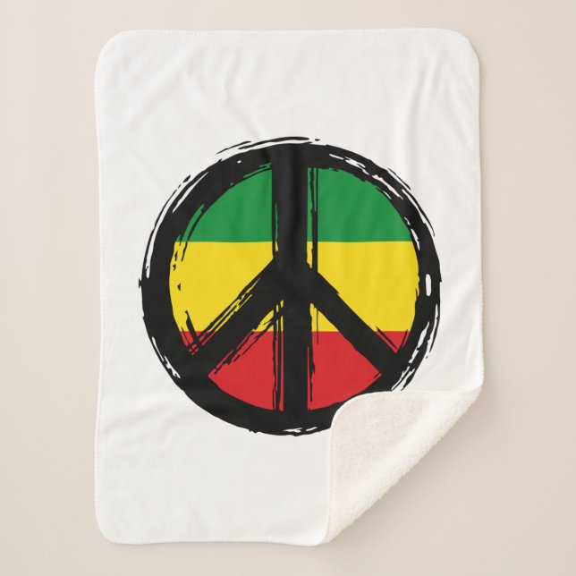 Peace Symbol with reaggae style Sherpa Blanket (Front)