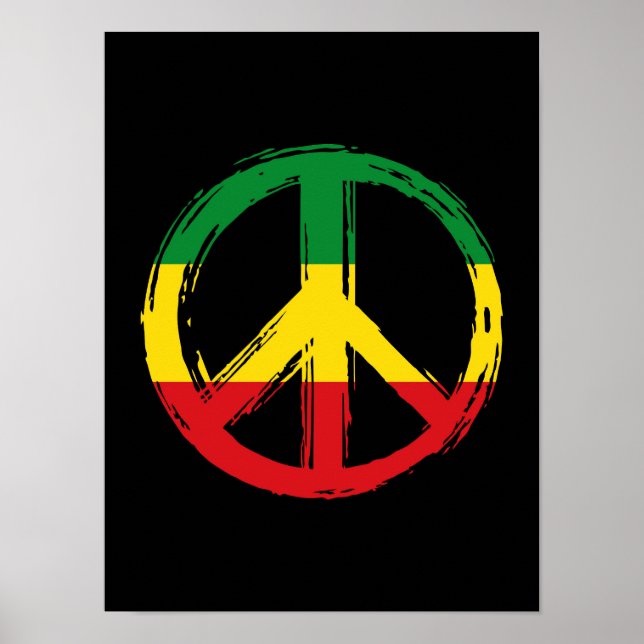 Peace Symbol With Reggae Colors Poster (Front)