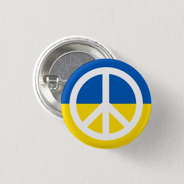 Peace symbol with Ukraine flag anti war Button (Front & Back)
