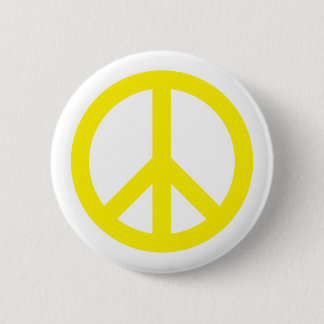 Peace Symbol - Yellow Button