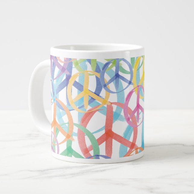 Peace Symbols Art Giant Coffee Mug (Front Left)