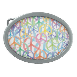 Peace Symbols Art Oval Belt Buckle