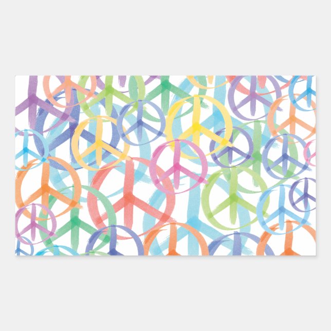 Peace Symbols Art Rectangular Sticker (Front)