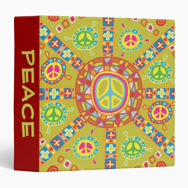 Peace Symbols Design 3 Ring Binder (Front/Spine)