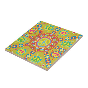 Peace Symbols Design Ceramic Tile