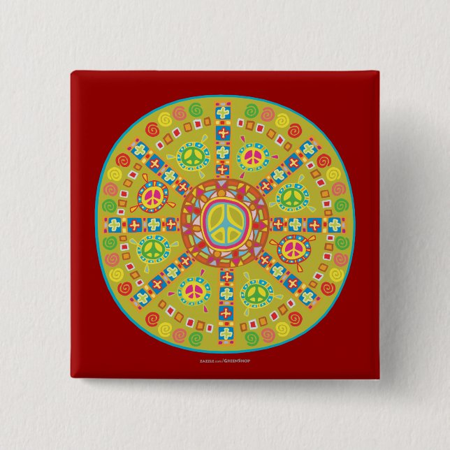 Peace Symbols Design Pinback Button (Front)