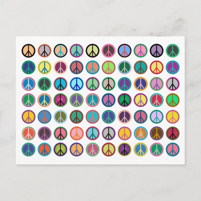 Peace Symbols in Color Postcard (Front)