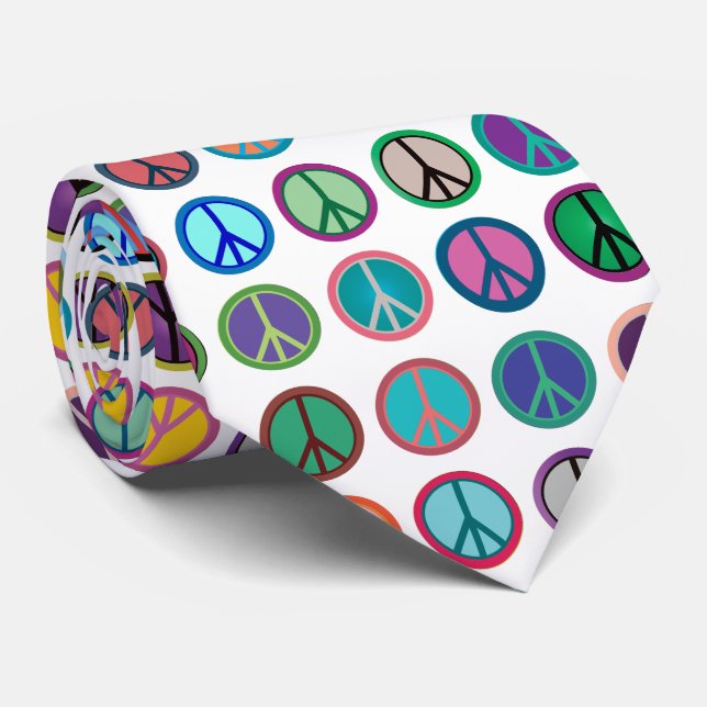 Peace Symbols in Color Tie (Rolled)