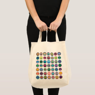 Peace Symbols in Color Tote Bag